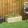 Outsunny Foldable Wooden Raised Garden Bed 28x12in Elevated Planter Box for Vegetables Herbs Flowers Backyard Patio